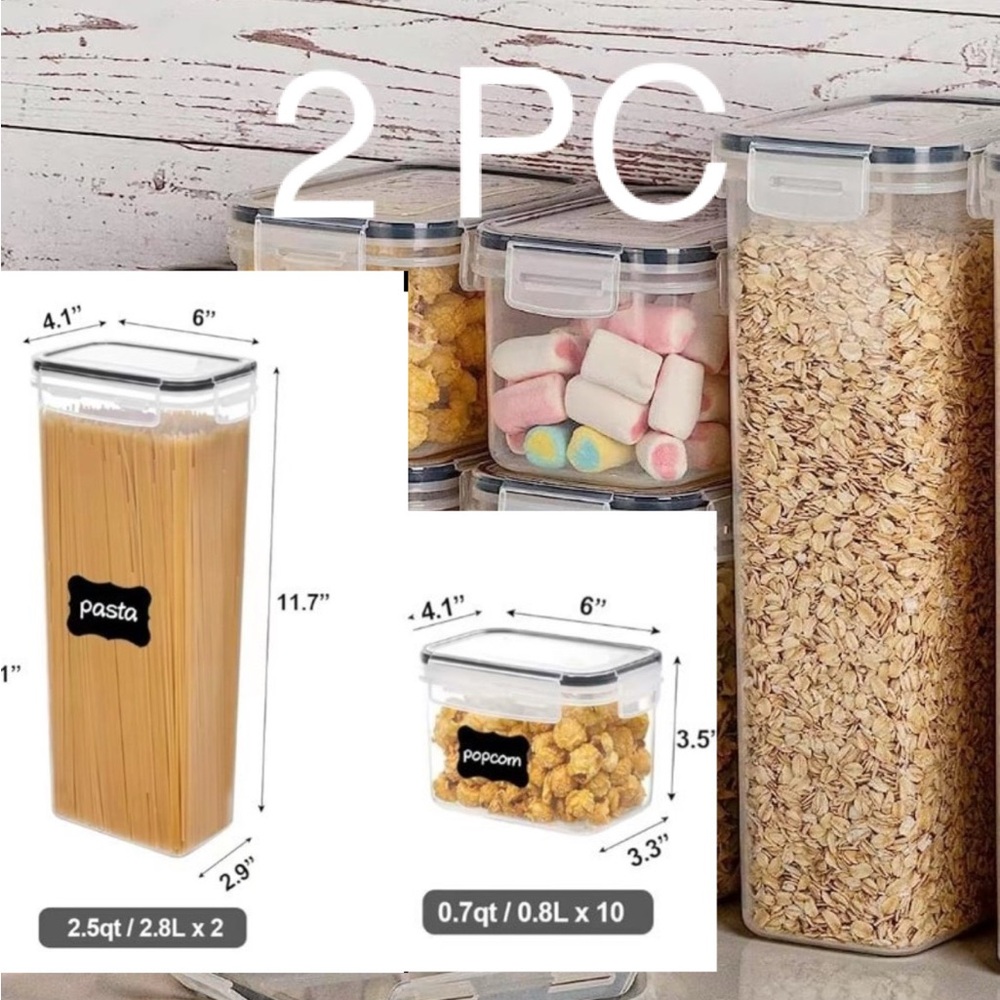 Airtight Food Storage Container Set - Clear 2pc